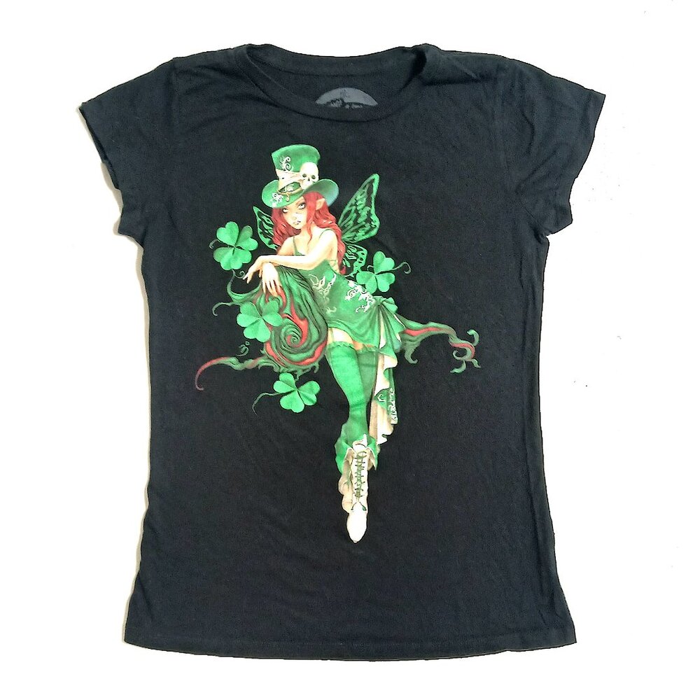 St. Patrick’s Day Leprechaun Fairy Graphic Tee Green Cotton T-Shirt Size XXL